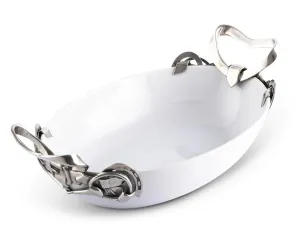 Horseshoe & Bit Stoneware Dish shower curtain, waterproof liner