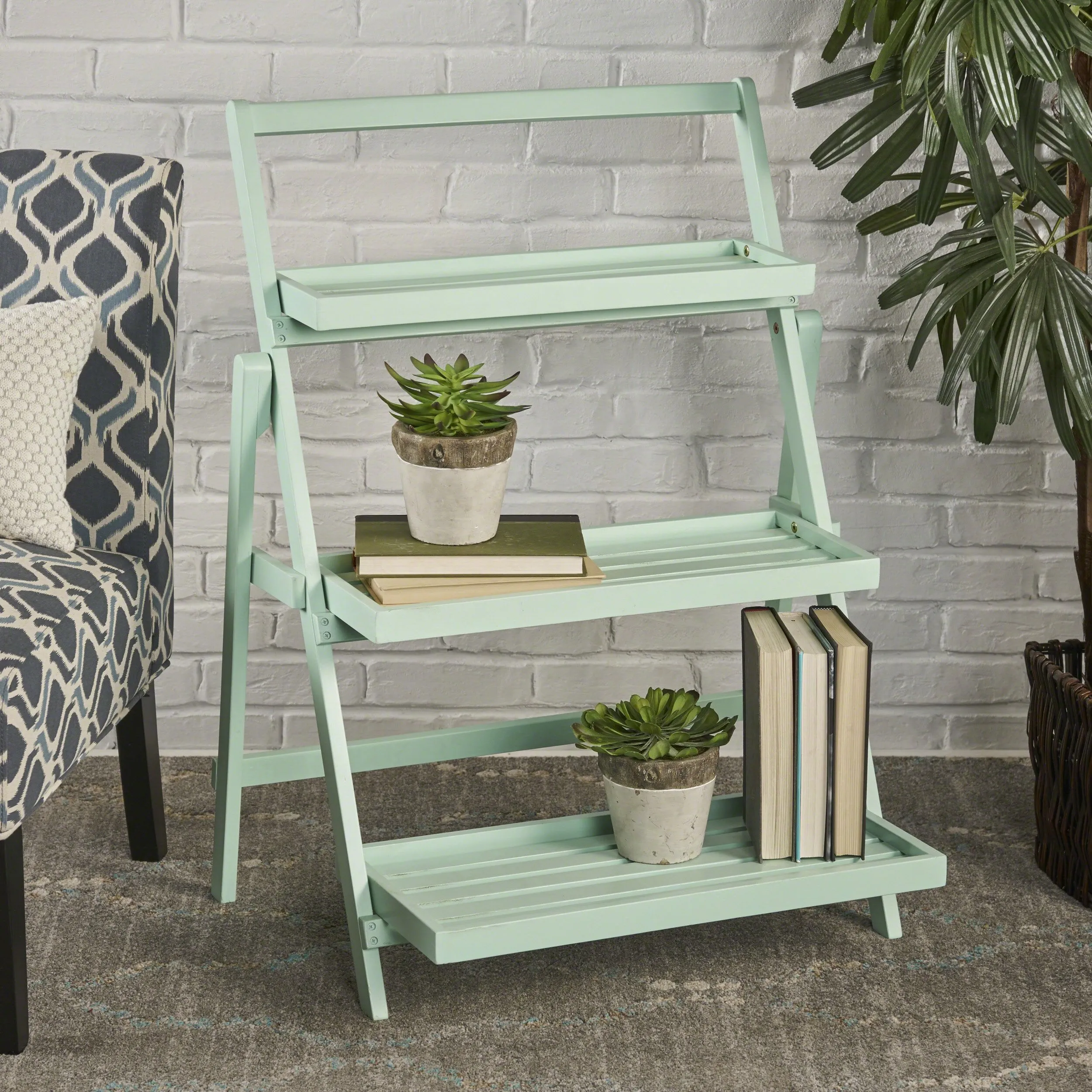 Indoor Chic Dark Grey Acacia Wood Plant Stand - NH285203