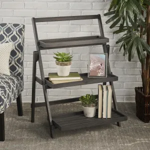 Indoor Chic Dark Grey Acacia Wood Plant Stand - NH285203 patio chairs, outdoor seating