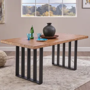 Indoor Farmhouse Oak Finish Light Weight Concrete Dining Table - NH521403 kitchen island table, dining furniture