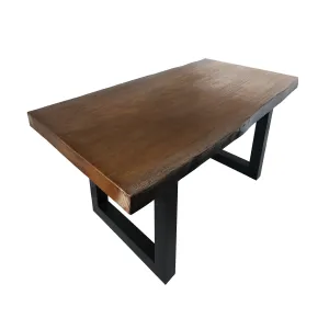 Indoor Faux Live Edge Antique Teak Finish Lightweight Concrete Dining Table - NH828303 kitchen island table, dining furniture