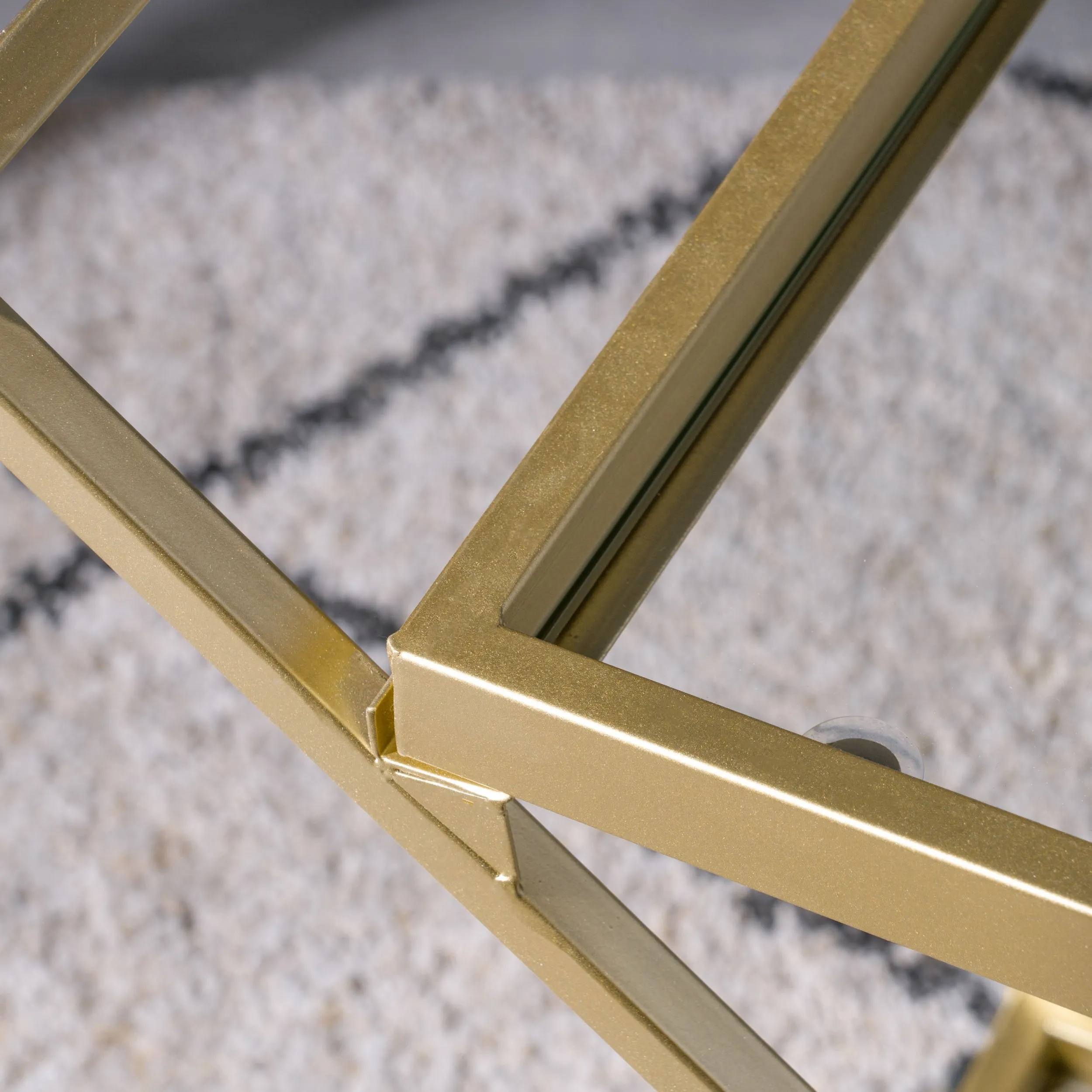 Indoor Industrial Iron and Glass Bar Cart, Gold - NH264403