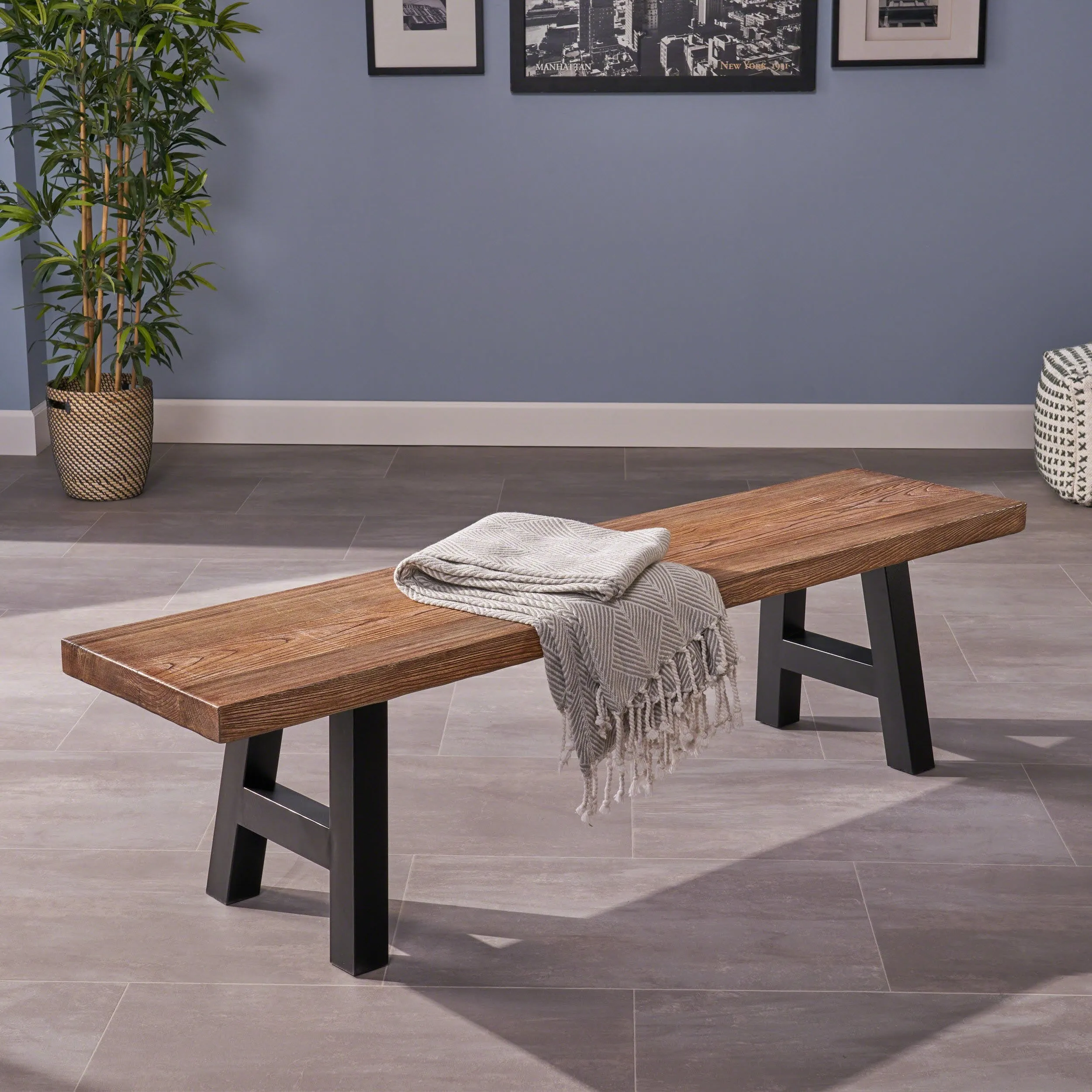 Indoor Light Weight Concrete Dining Bench - NH038303 stair tread rug, stair mat