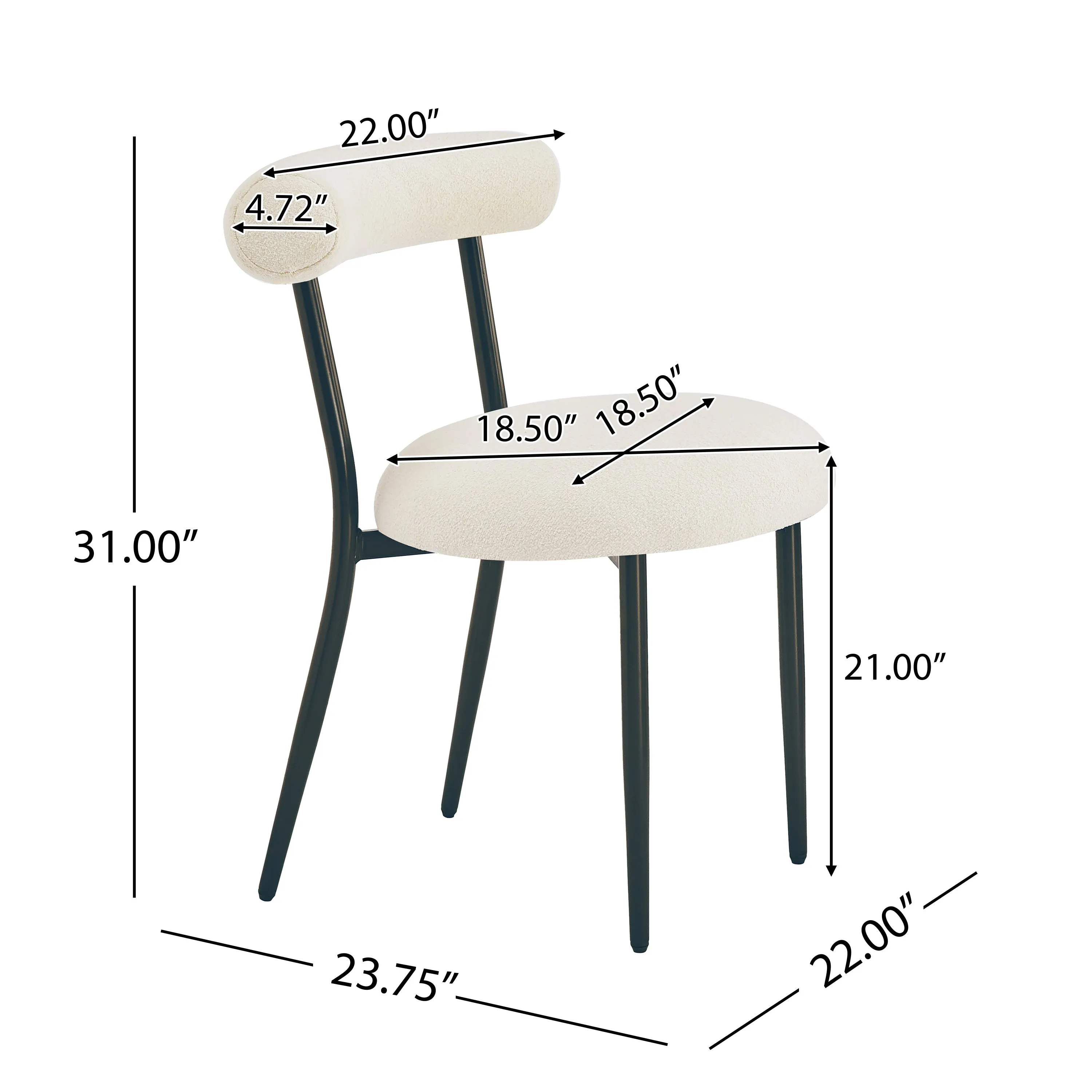 Indoor Luxury Fabric Upholstered Dining Chairs, Set of 2