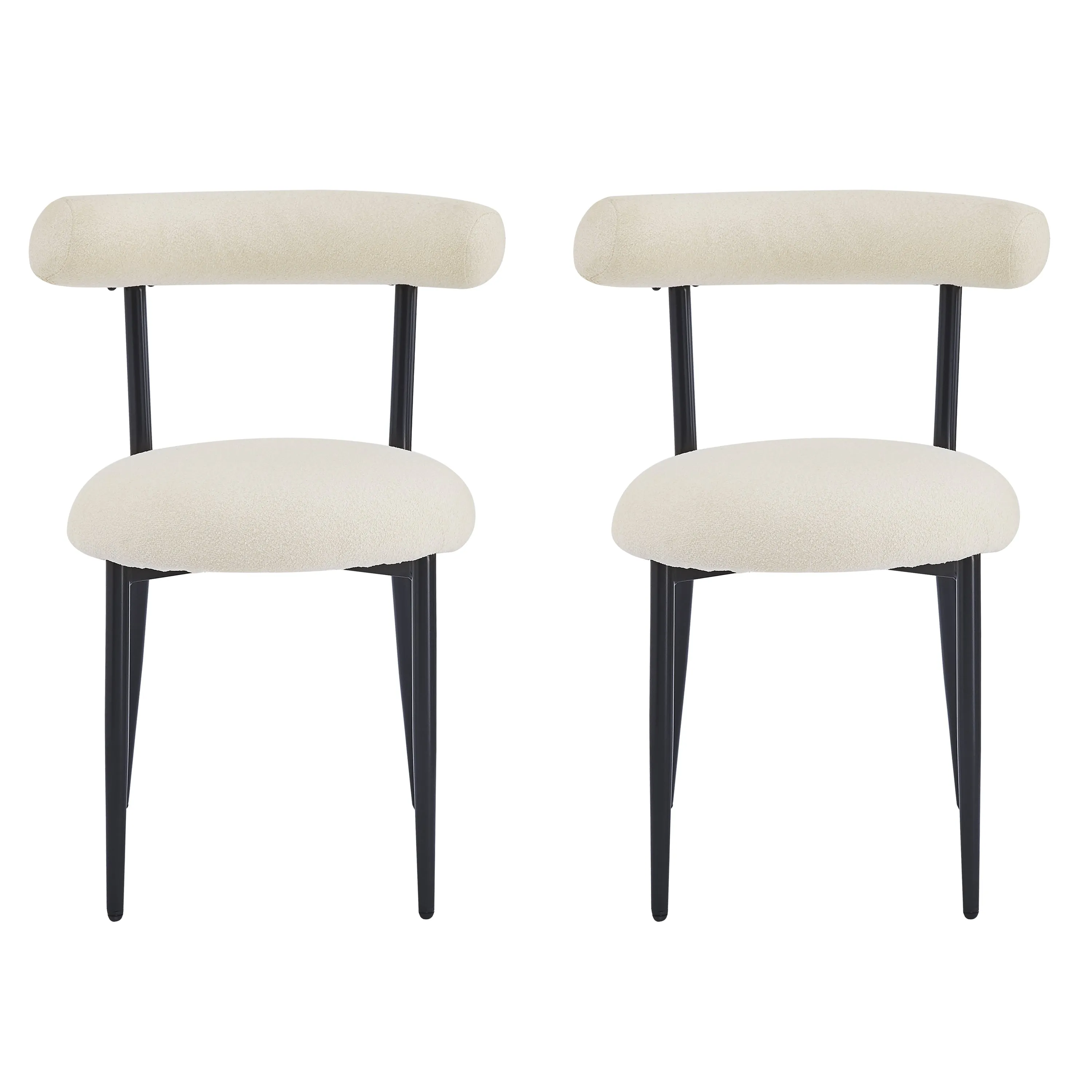 Indoor Luxury Fabric Upholstered Dining Chairs, Set of 2
