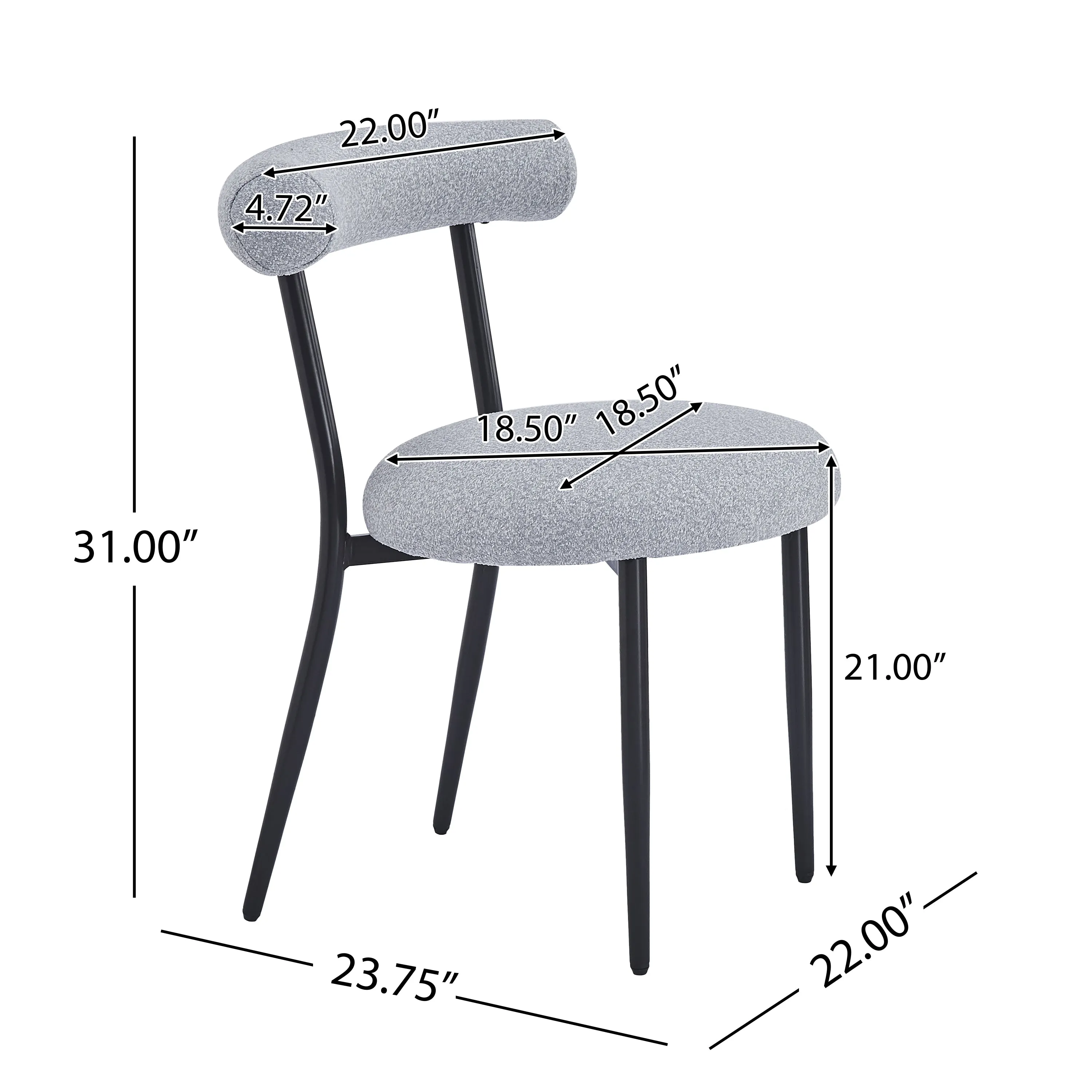 Indoor Luxury Fabric Upholstered Dining Chairs, Set of 2