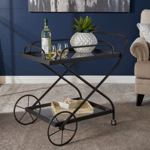 Indoor Traditional Black Iron Bar Cart with Tempered Glass Shelves - NH675203 dining chair, upholstered chair