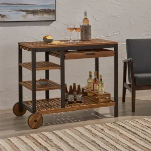 Indoor Wood and Iron Bar Cart with Drawers and Wine Bottle Holders - NH558803 dining chair, upholstered chair
