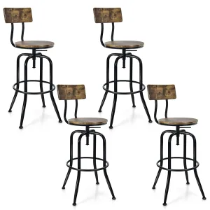 Industrial Bar Stool, Vintage Adjustable Swivel Counter Height Kitchen Dining Chair with Arc-Shaped Backrest kitchen barstool, adjustable bar stool