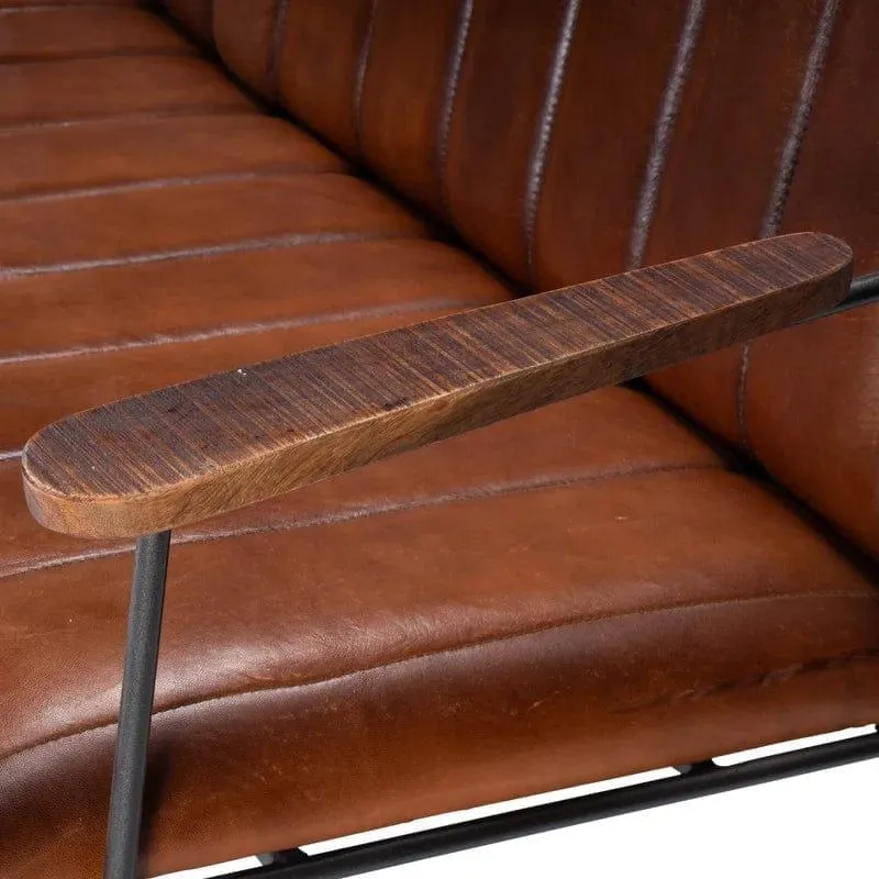 Industrial Chic Leather Bench