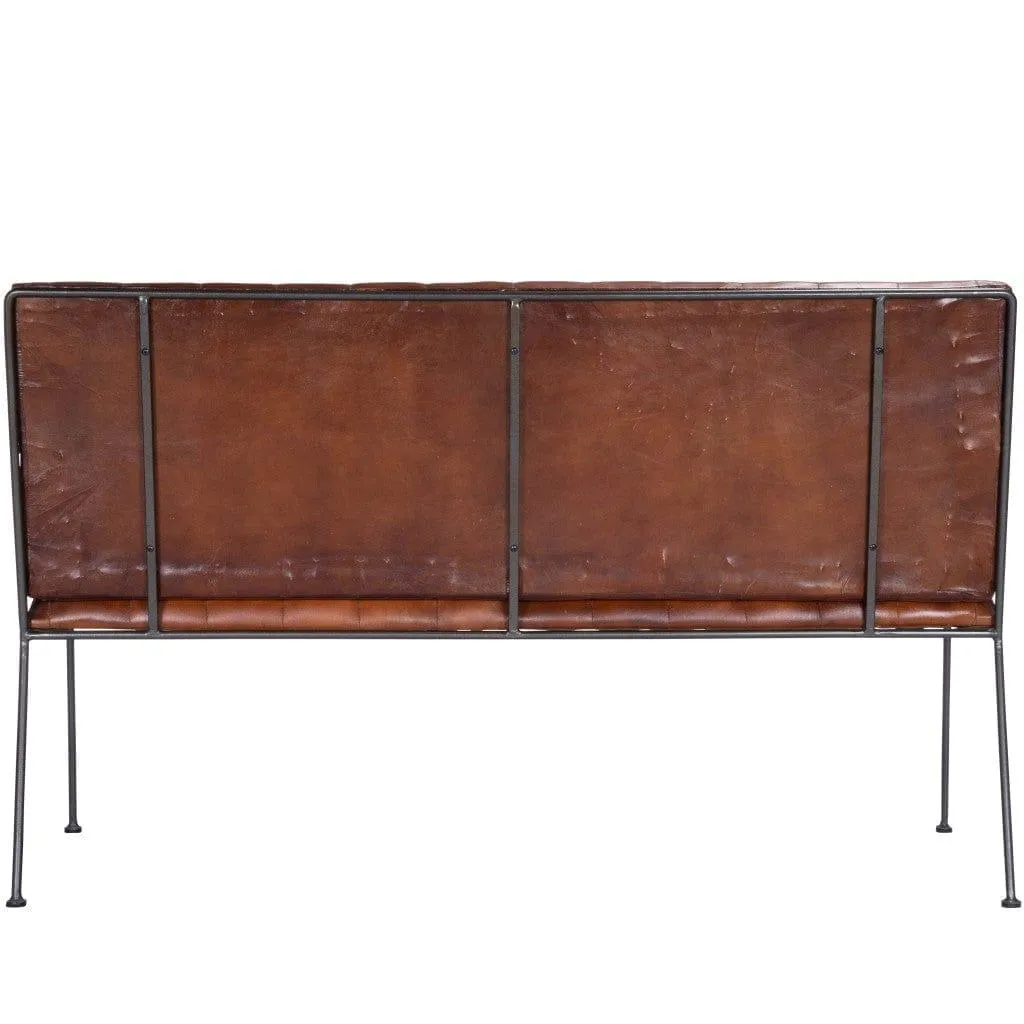 Industrial Chic Leather Bench