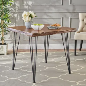 Industrial Faux Live Edge Square Dining Table, Natural - NH318403 kitchen island table, dining furniture