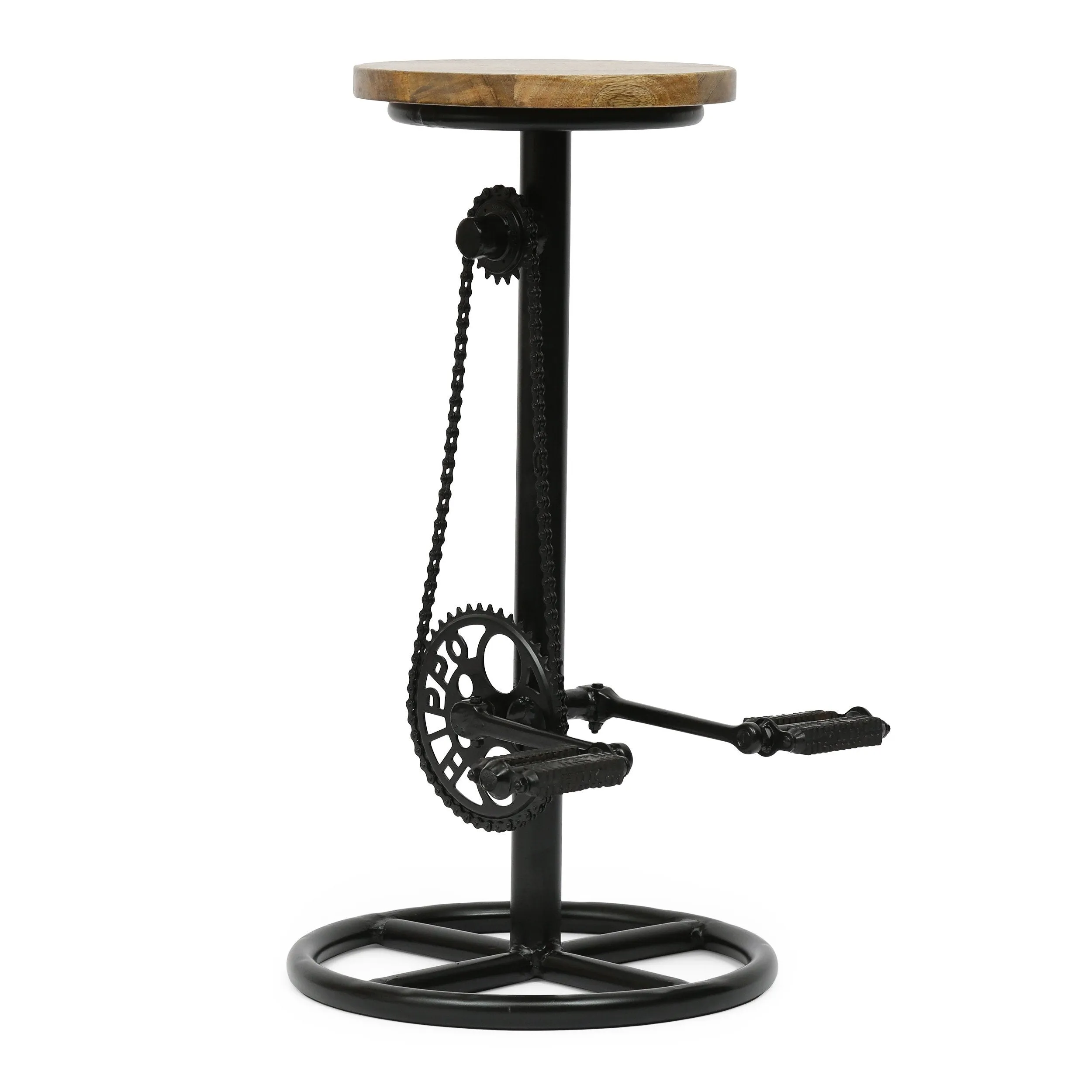 Industrial Handcrafted Mango Wood Pedal Barstool - NH887413 patio chairs, outdoor seating