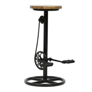 Industrial Handcrafted Mango Wood Pedal Barstool - NH887413 patio chairs, outdoor seating