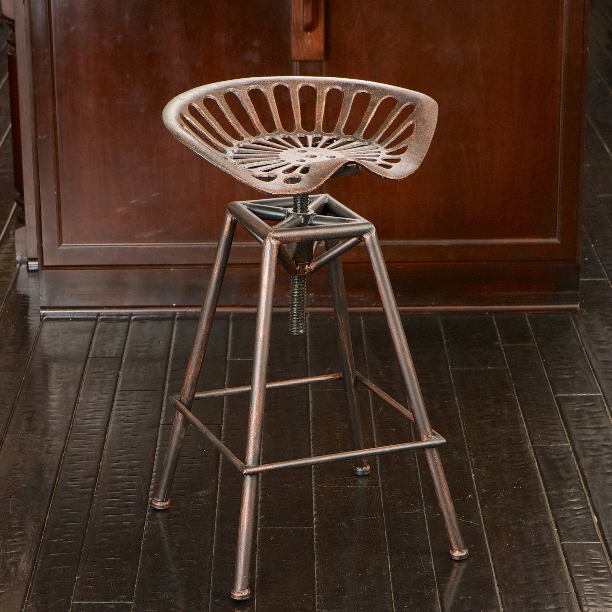 Industrial Metal Design Tractor Seat Adjustable Bar Stool (Black Brushed Copper) - NH942532 bar stool, counter stool