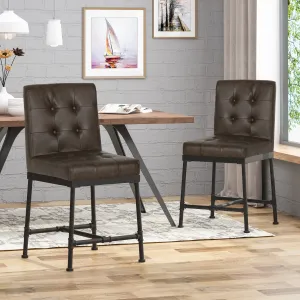 Industrial Modern 24" Counter Stool with Faux Leather Backing and Metal Pipe Base (Set of 2) - NH559803 bar stool, counter stool
