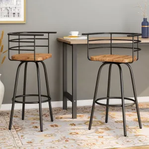 Industrial Modern 29" Swivel Barstool with Rubberwood Seat (Set of 2) - NH548803 bar stool, counter stool