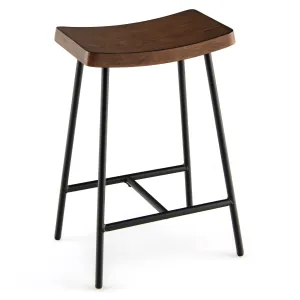 Industrial Saddle Stool with Footrest, Metal Legs, Adjustable Foot Pads, Backless Counter Height Chair for Living Room Kitchen Bar kitchen barstool, adjustable bar stool