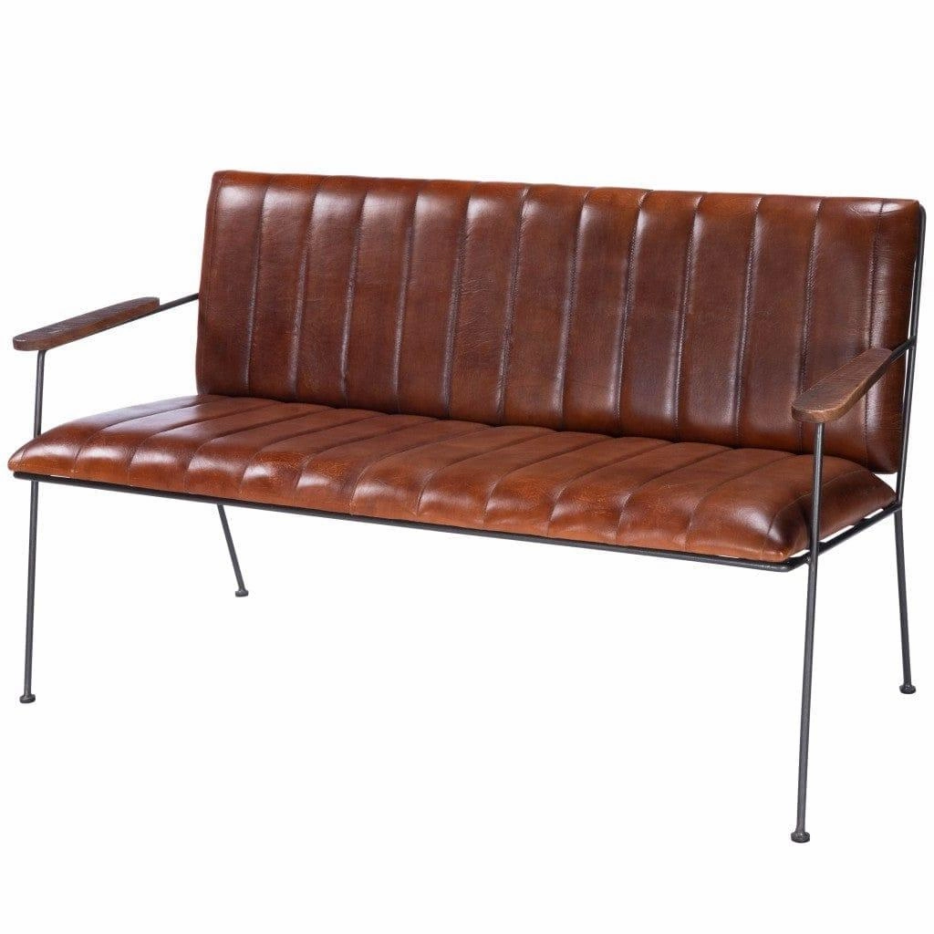 Industrial Chic Leather Bench