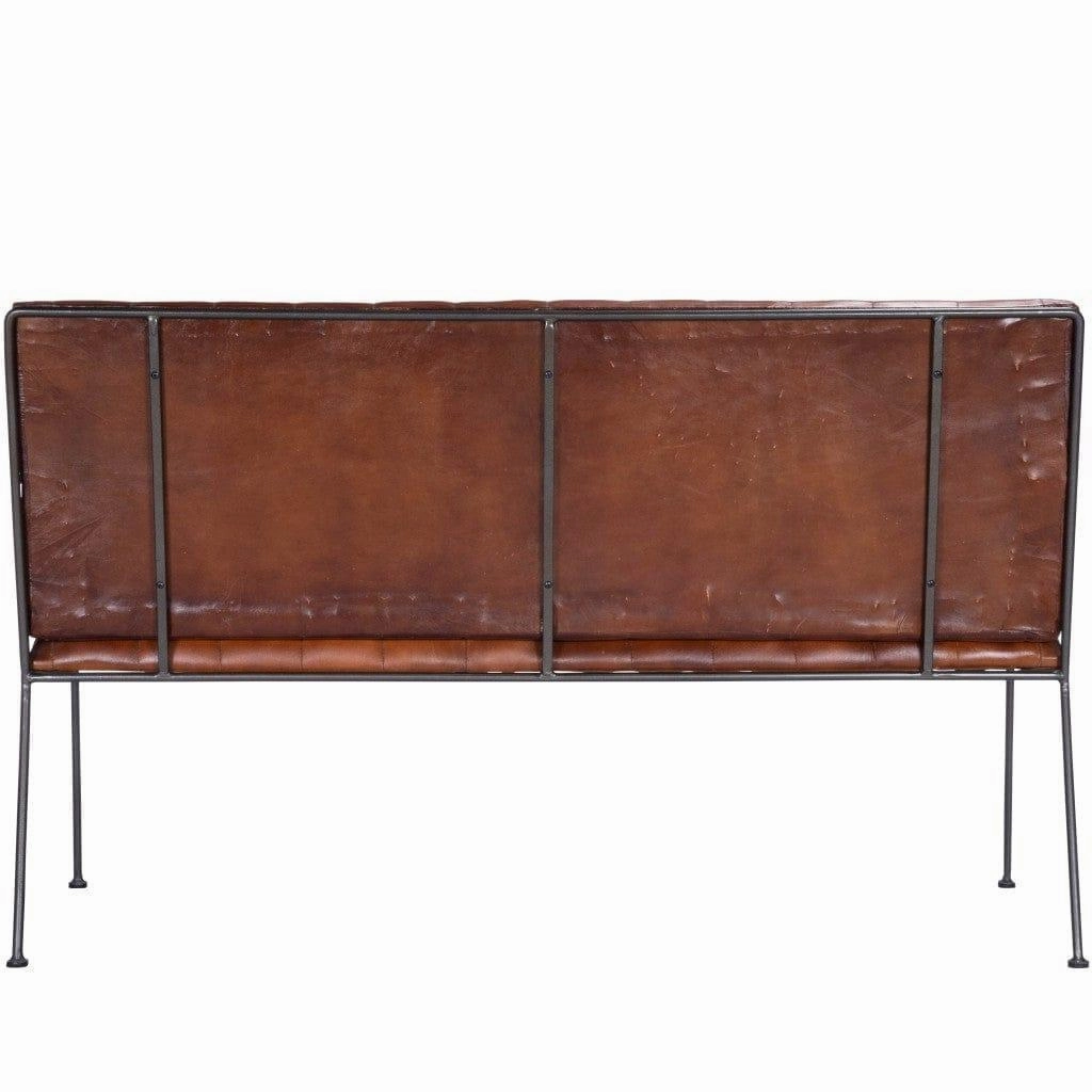 Industrial Chic Leather Bench