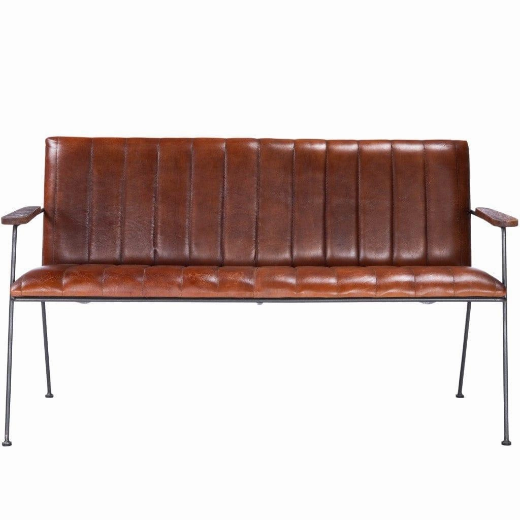 Industrial Chic Leather Bench
