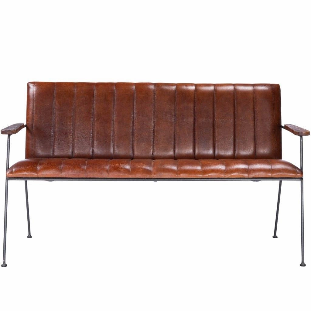 Industrial Chic Leather Bench