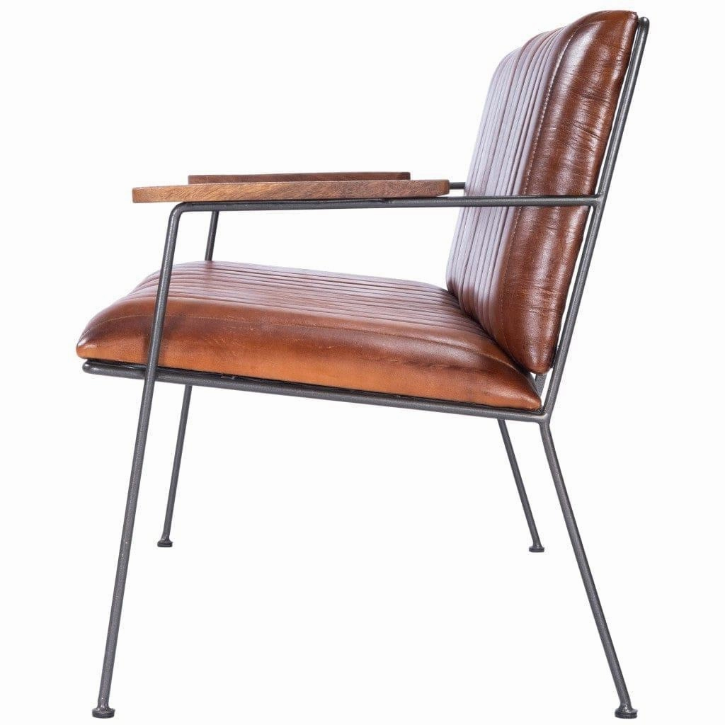 Industrial Chic Leather Bench