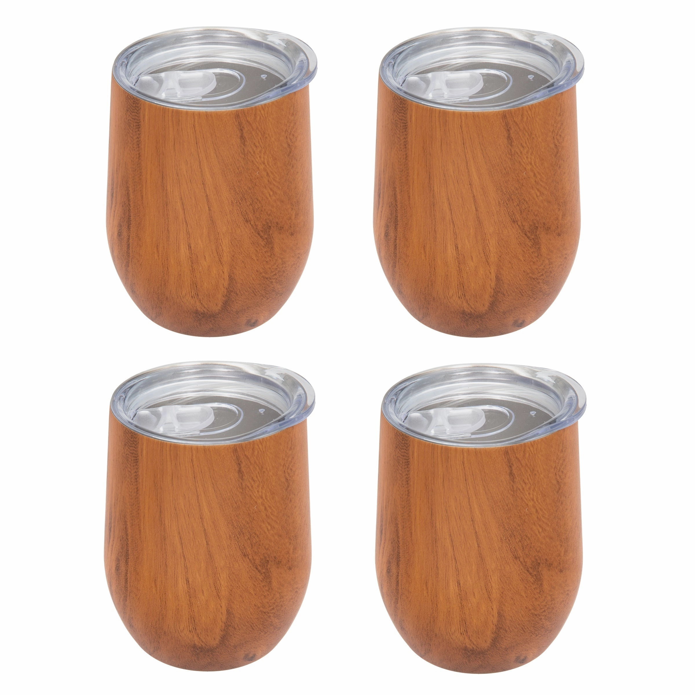 Insulated Woodgrain Wine Tumblers - Set Of 4