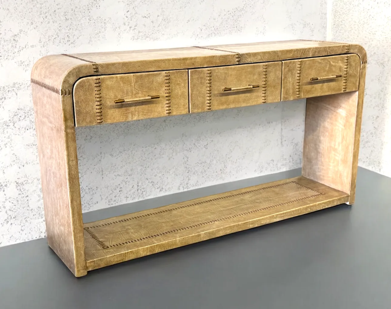 Island Sand Leather Console Table