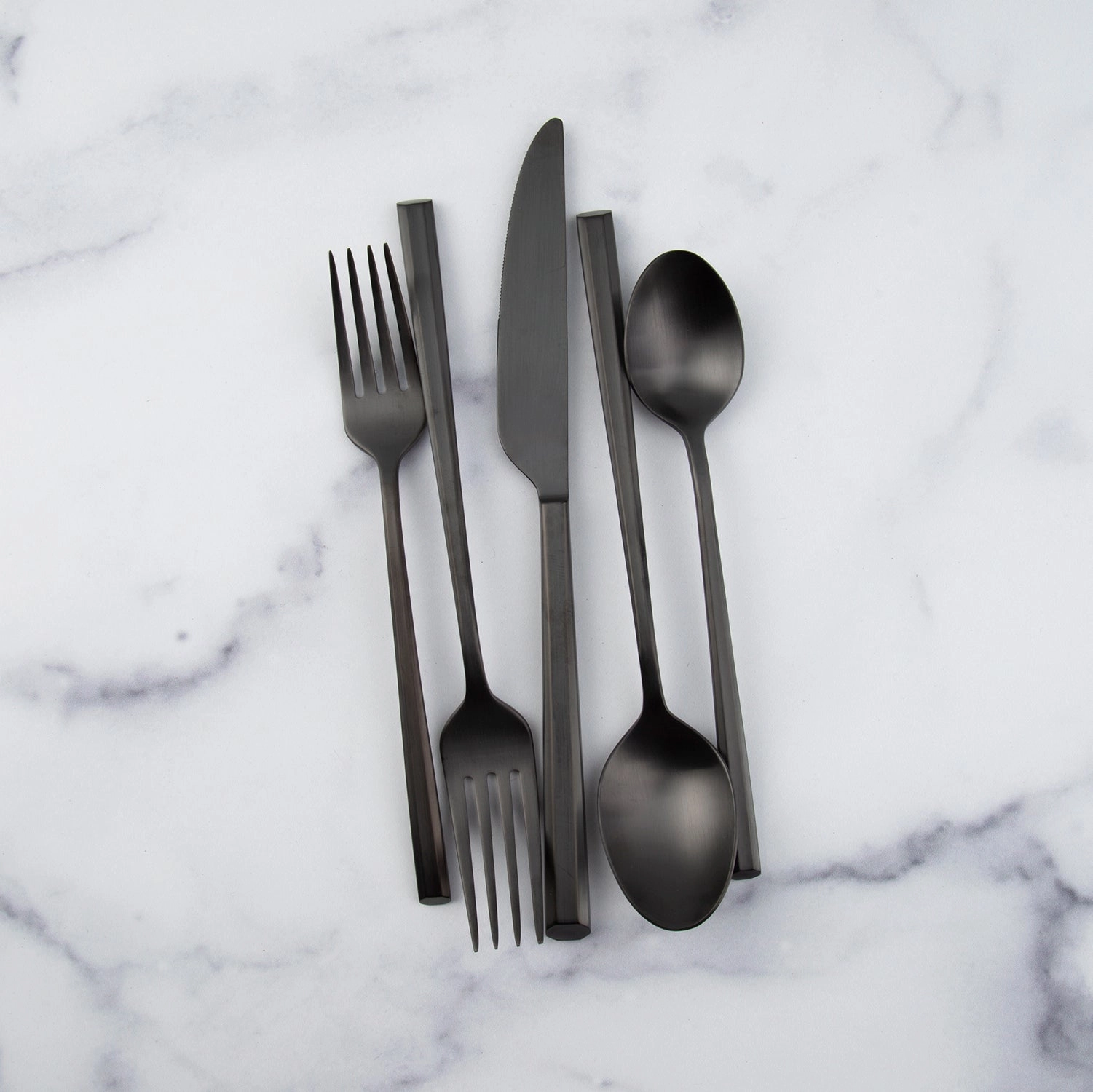 Isobel Black Satin 20 Piece Flatware Set