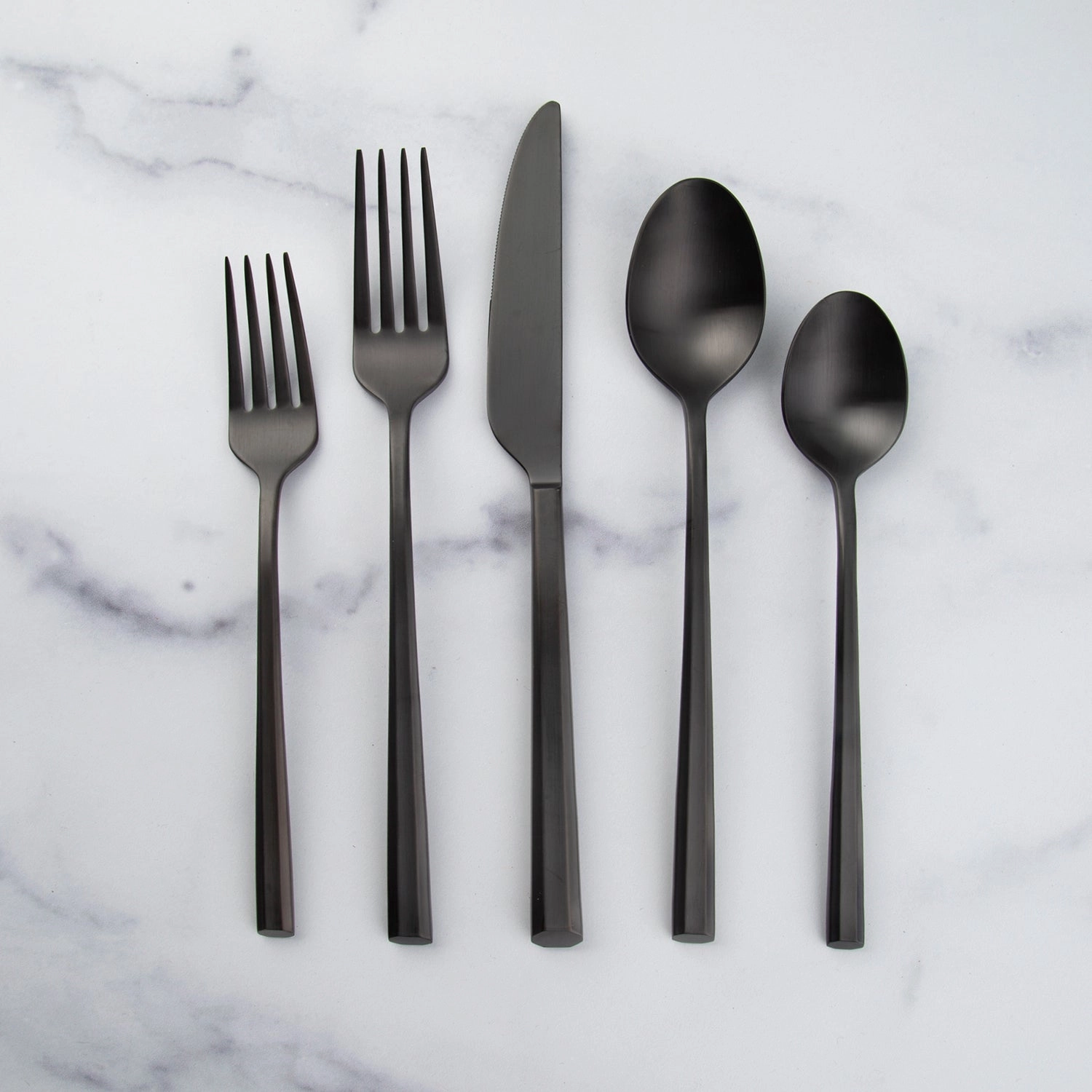 Isobel Black Satin 20 Piece Flatware Set