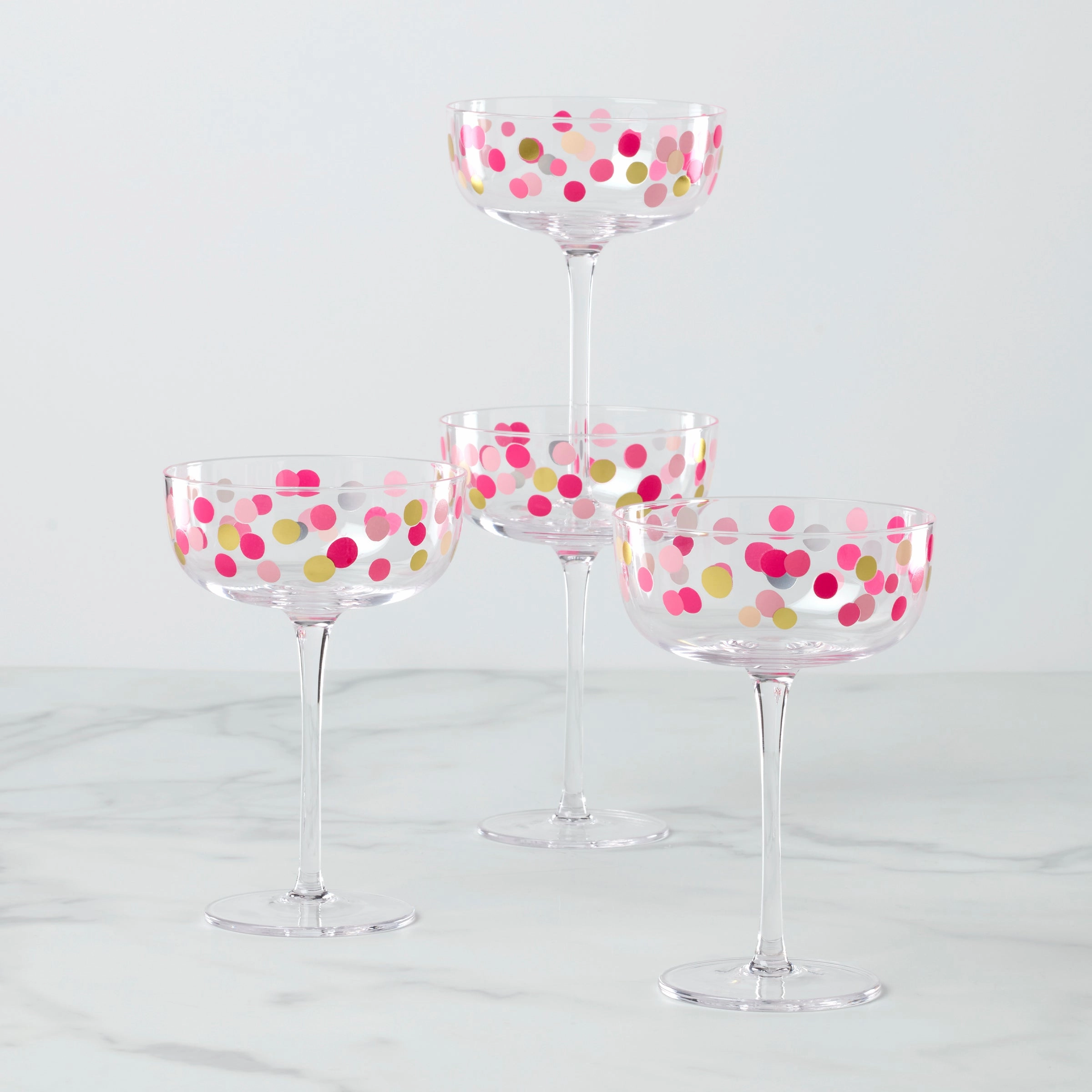 It's Raining Confetti Coupe Glasses - Set Of 4