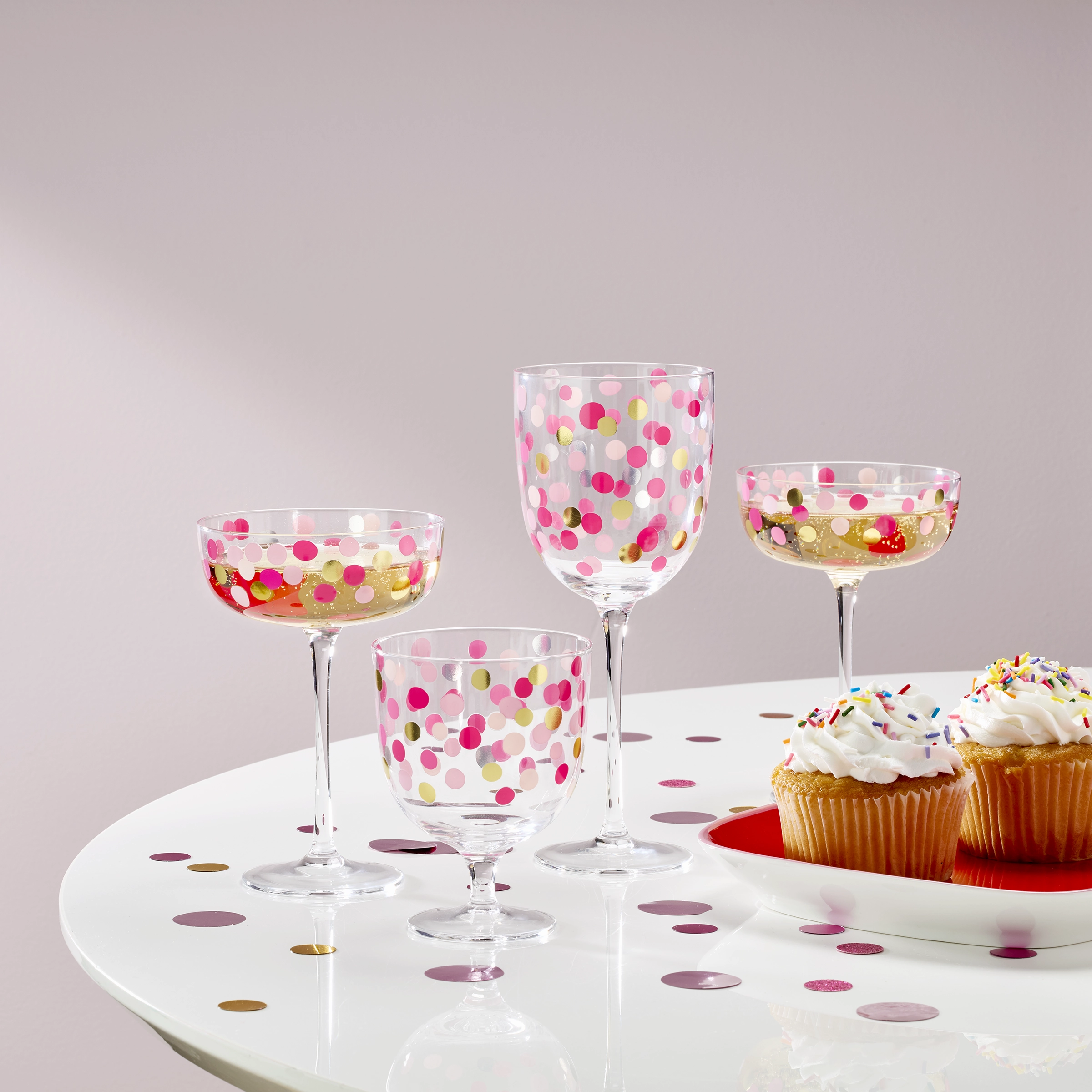 It's Raining Confetti Coupe Glasses - Set Of 4