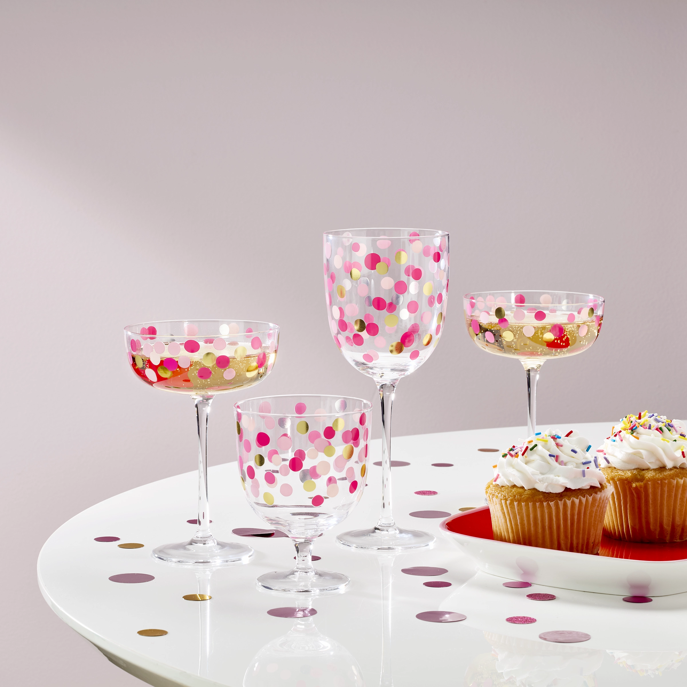 It's Raining Confetti Short Wine Glasses - Set Of 4