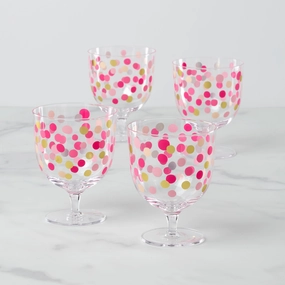 It's Raining Confetti Short Wine Glasses - Set Of 4