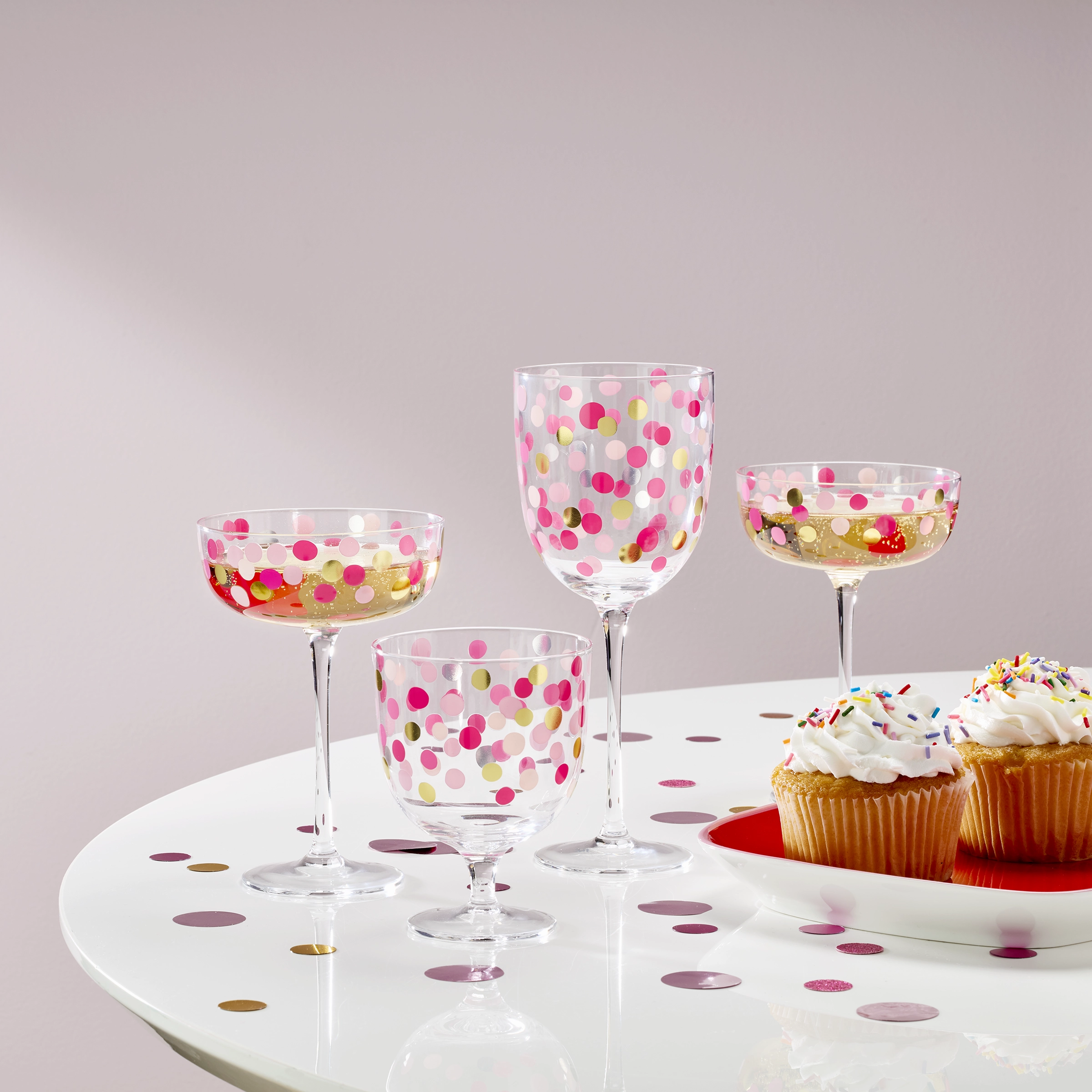 It's Raining Confetti Wine Glasses - Set Of 4