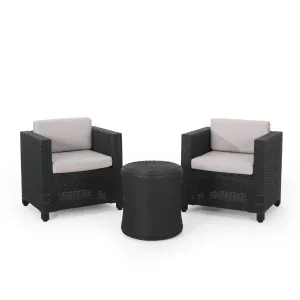 Iven Outdoor 2 Seater Faux Wicker Chat Set with Cushions clothes rack, garment rack