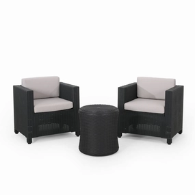 Iven Outdoor 2 Seater Faux Wicker Chat Set with Cushions clothes rack, garment rack