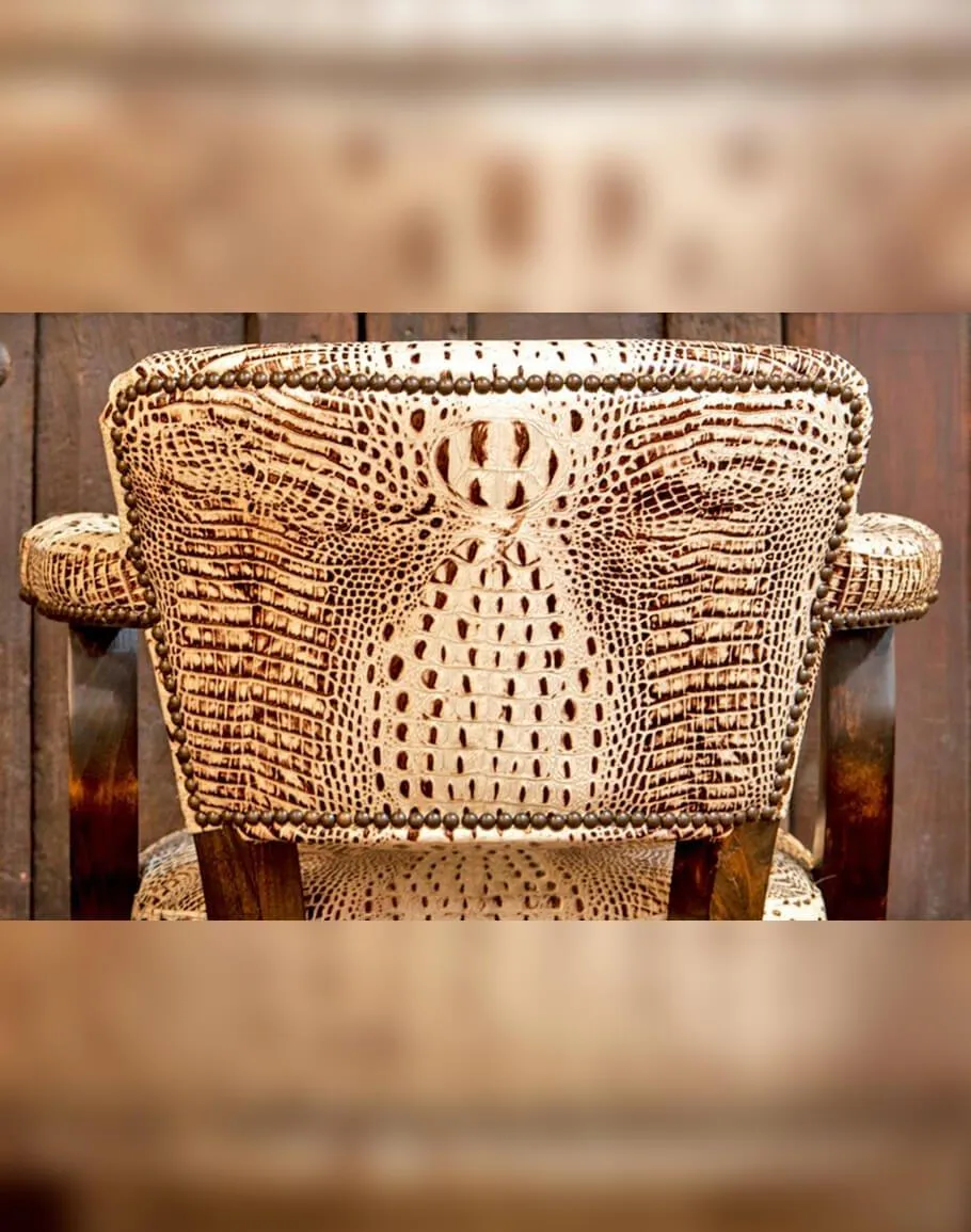 Ivory Croc Dining Chairs on Castors