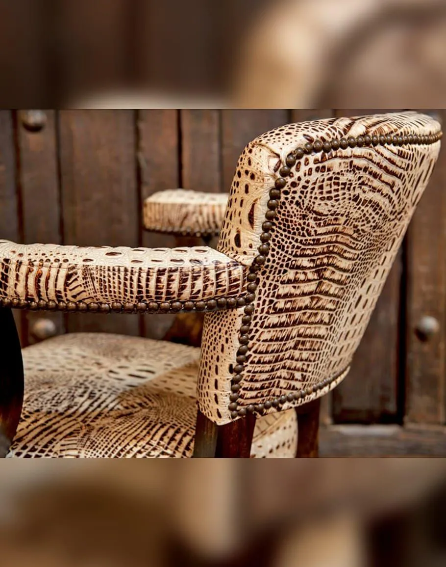 Ivory Croc Dining Chairs on Castors