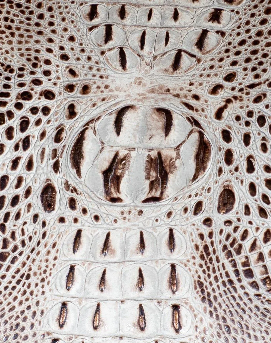 Ivory Croc Leather Swivel Bar Chair