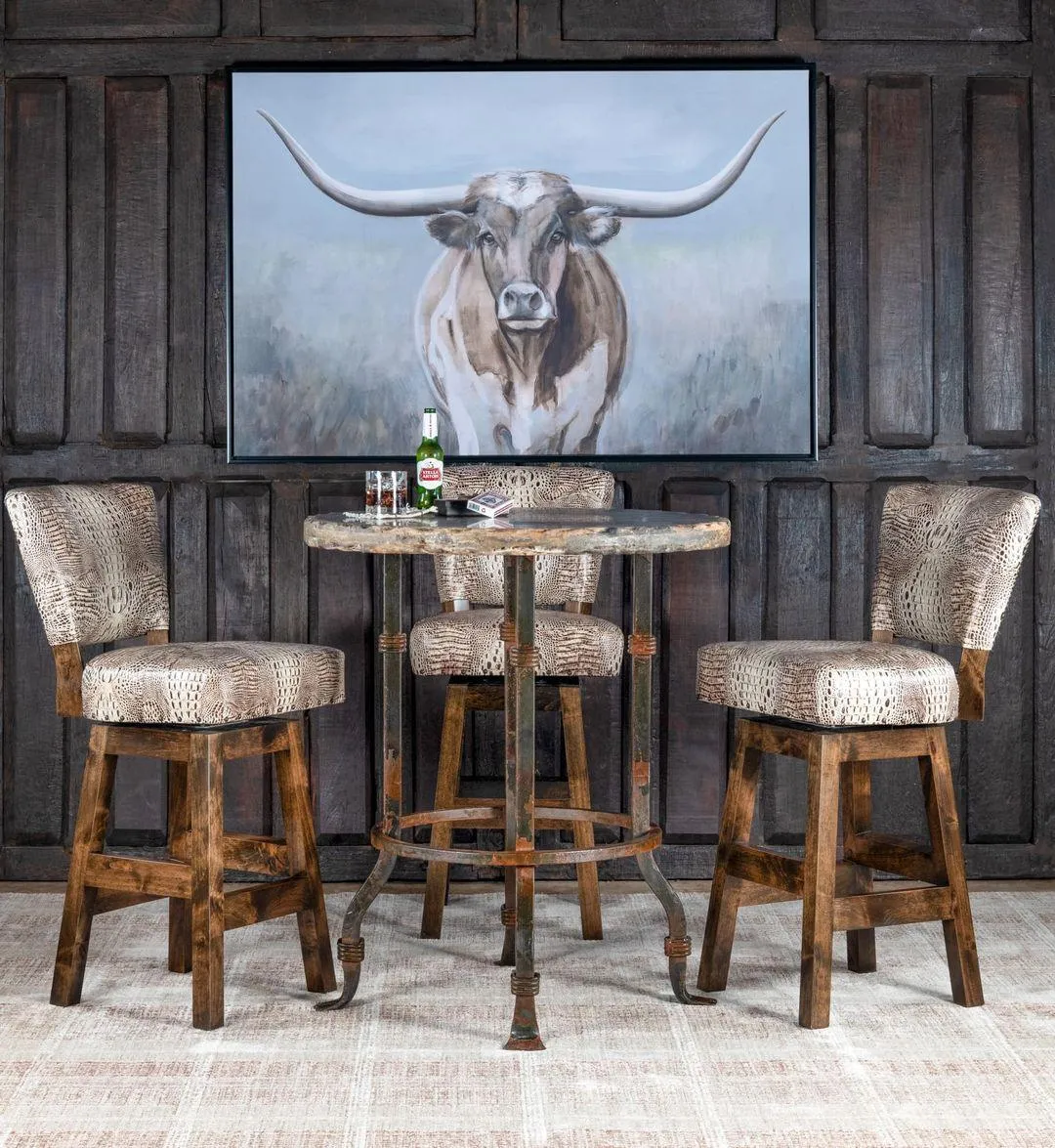Ivory Croc Leather Swivel Bar Chair