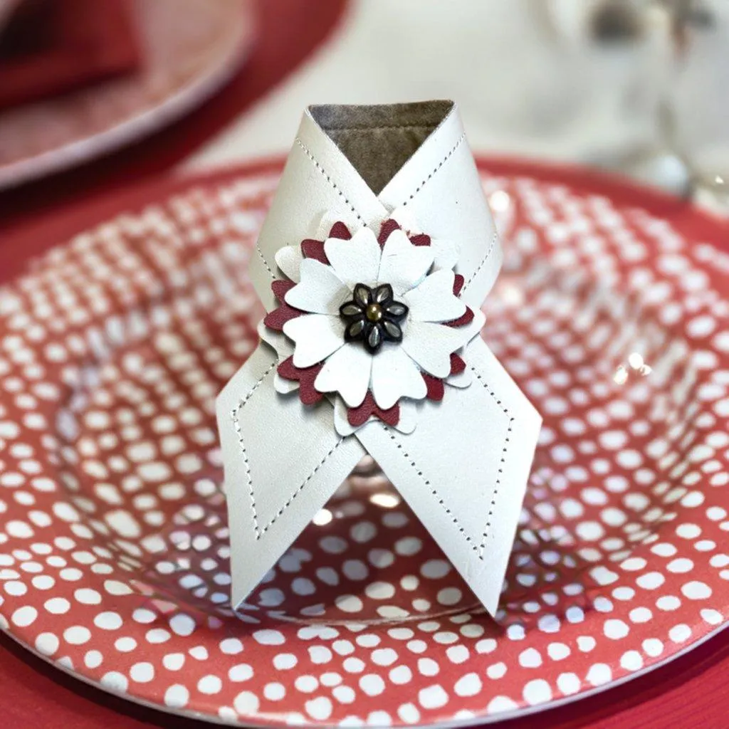 Ivory Flowers Leather Napkin Rings blender, kitchen appliance