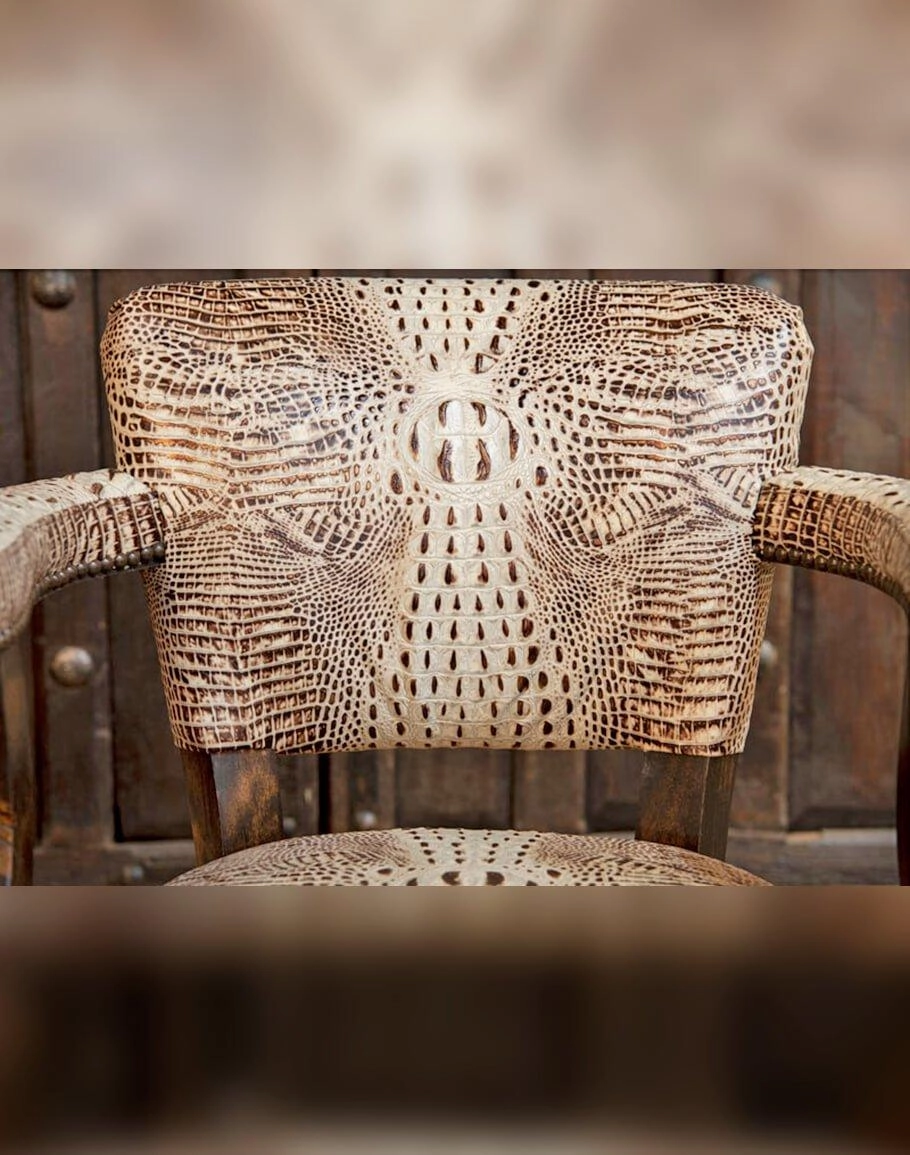 Ivory Croc Dining Chairs on Castors