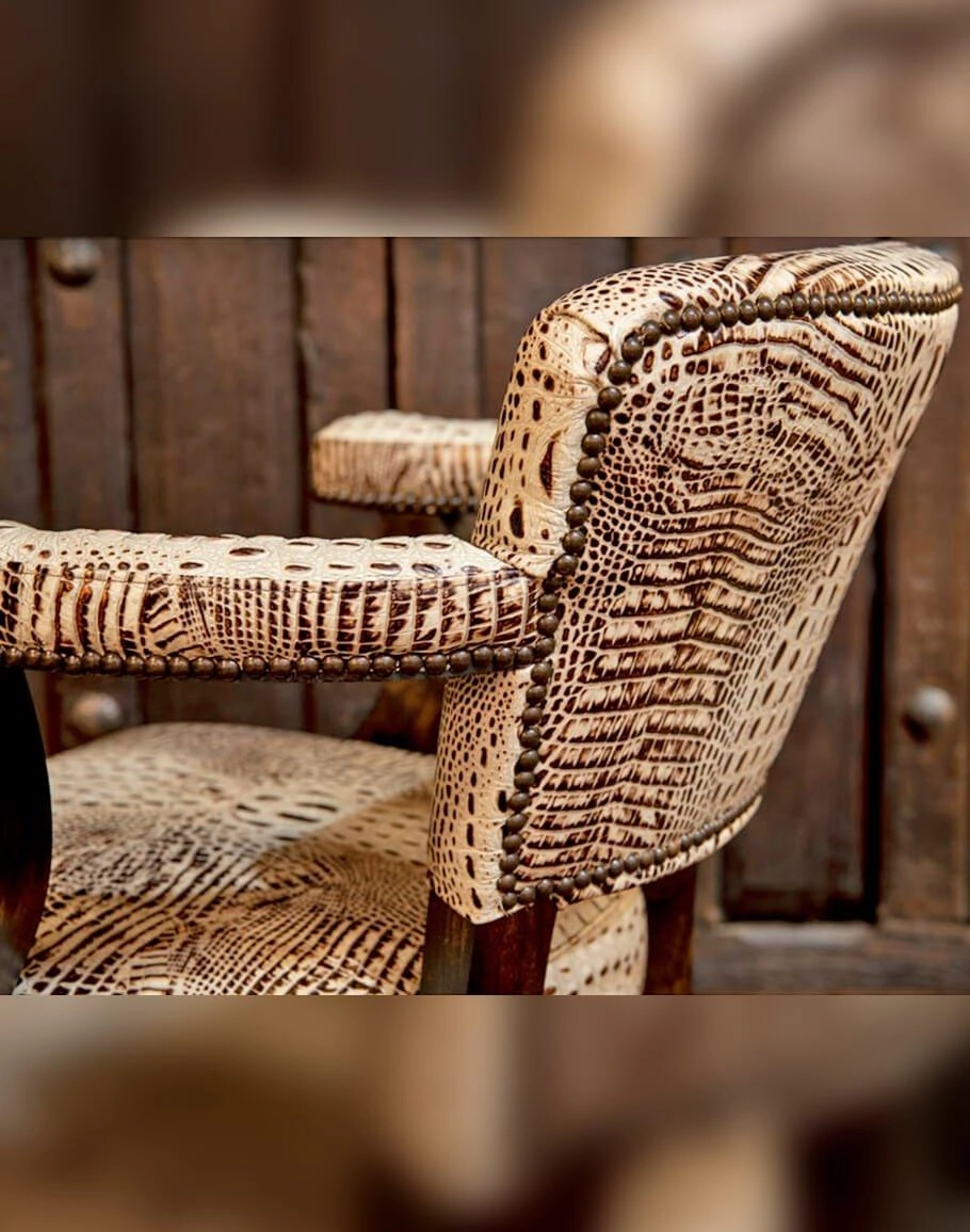 Ivory Croc Dining Chairs on Castors