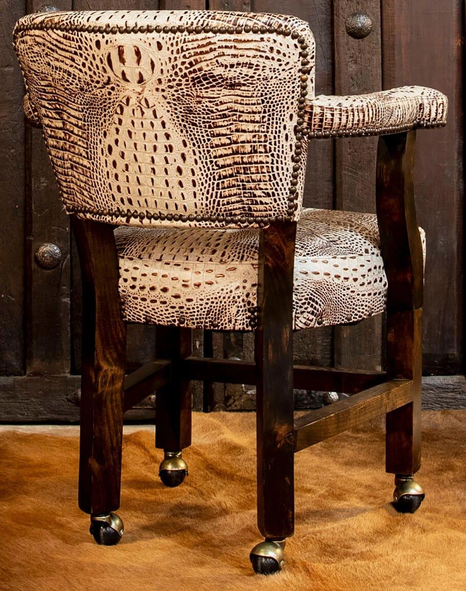 Ivory Croc Dining Chairs on Castors