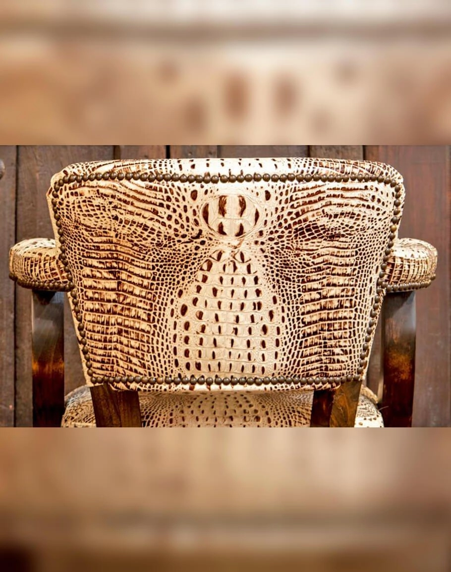 Ivory Croc Dining Chairs on Castors