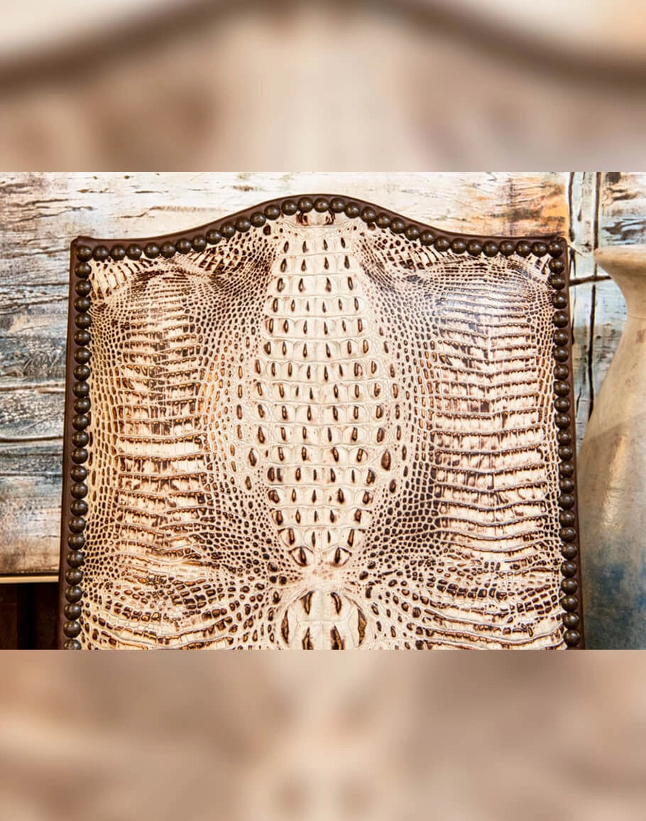 Ivory Croc Leather Dining Chair