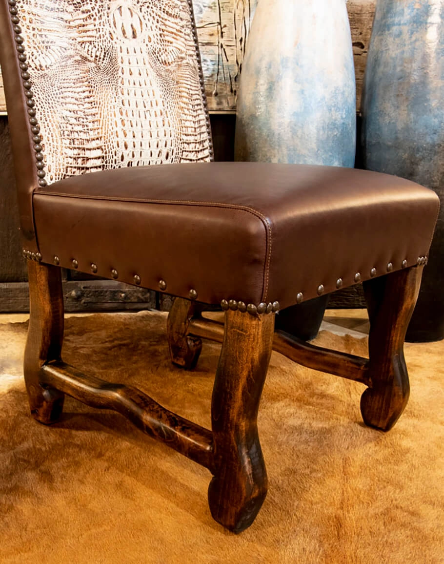 Ivory Croc Leather Dining Chair
