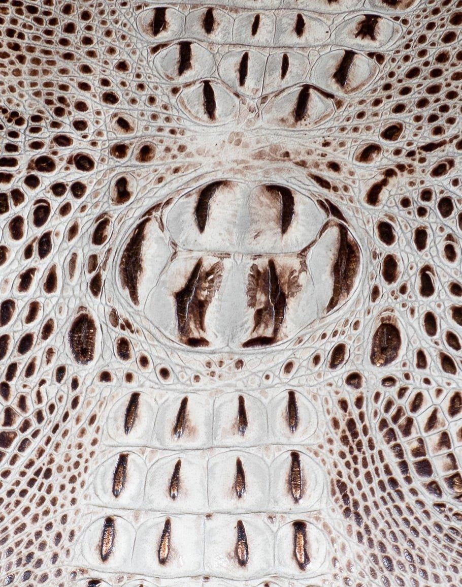 Ivory Croc Leather Swivel Bar Chair